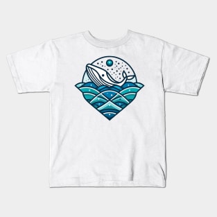 geometric ocean whale Kids T-Shirt